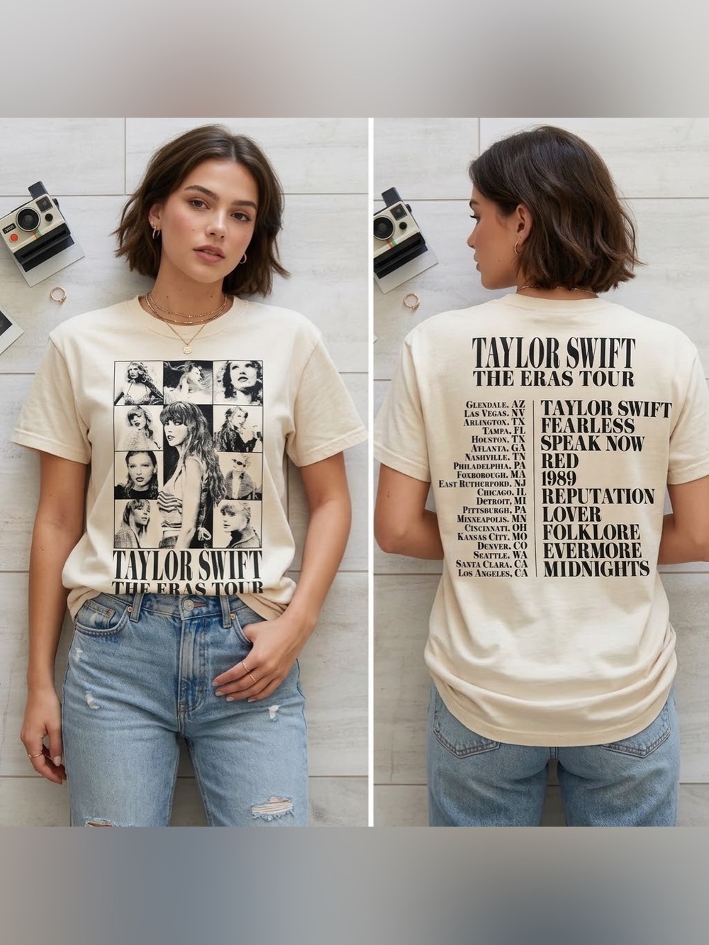 Taylor Swift Cream Short-Sleeve 'The Eras Tour' Graphic Tee